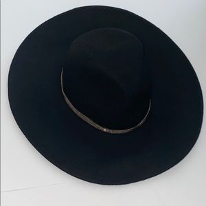 NWT** BCBG MaxAzria black hat w gold jewel detail